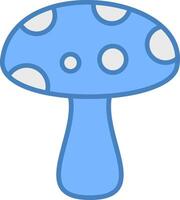 Mushroom Line Filled Blue Icon vector