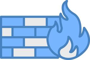 Firewall Line Filled Blue Icon vector