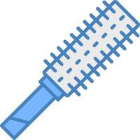 cepillo para el pelo línea lleno azul icono vector