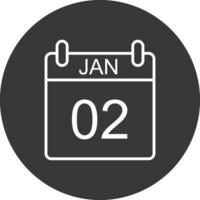 January Line Inverted Icon Design vector