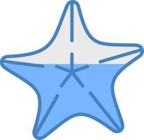 estrella de mar línea lleno azul icono vector