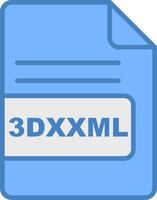 3DXXML File Format Line Filled Blue Icon vector