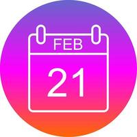 February Line Gradient Circle Icon vector