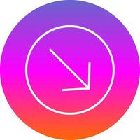 Down Right Arrow Line Gradient Circle Icon vector