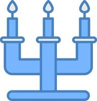 candelabro línea lleno azul icono vector