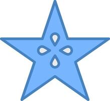 Star Fruit Line Filled Blue Icon vector