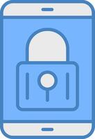 Mobile Security Line Filled Blue Icon vector