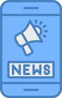 News Feed Line Filled Blue Icon vector