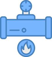 Gas Line Filled Blue Icon vector