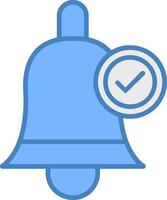 campana línea lleno azul icono vector