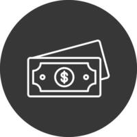 dólar línea invertido icono diseño vector