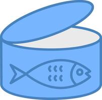 Tuna Line Filled Blue Icon vector