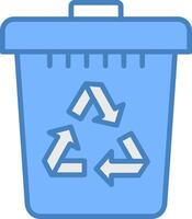 Recycle Bin Line Filled Blue Icon vector