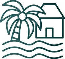 Beach House Line Gradient Icon vector