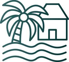 Beach House Line Gradient Icon vector