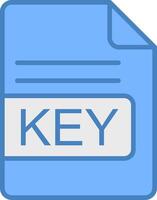 KEY File Format Line Filled Blue Icon vector