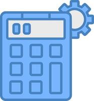 Calculator Line Filled Blue Icon vector