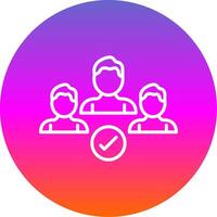 Secure Team Check Line Gradient Circle Icon vector