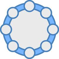 Tambourine Line Filled Blue Icon vector