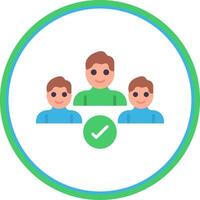 Secure Team Check Flat Circle Icon vector