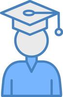 Student Line Filled Blue Icon vector