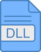 DLL File Format Line Filled Blue Icon vector