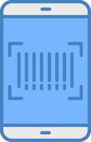 Barcode Scan Line Filled Blue Icon vector