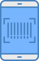 Barcode Scan Line Filled Blue Icon vector