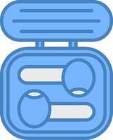 Earbuds Line Filled Blue Icon vector