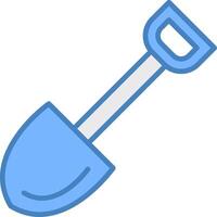 Shovel Line Filled Blue Icon vector