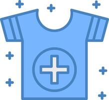 camisa línea lleno azul icono vector