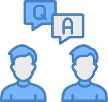 Question And Answer Line Filled Blue Icon vector