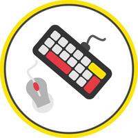 teclado y ratón plano circulo icono vector