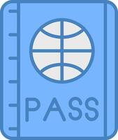 pasaporte línea lleno azul icono vector