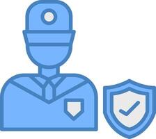 seguridad oficial línea lleno azul icono vector