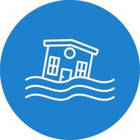 Flooded House Multi Color Circle Icon vector