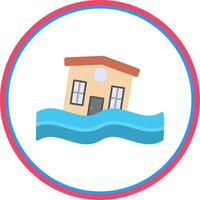 Flooded House Flat Circle Icon vector