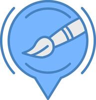 Brush Line Filled Blue Icon vector