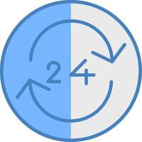 24 Hour Clock Line Filled Blue Icon vector