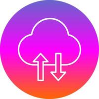 Cloud Data Transfer Line Gradient Circle Icon vector