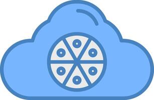 nube línea lleno azul icono vector