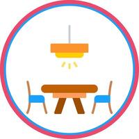 Dinner Table Flat Circle Icon vector