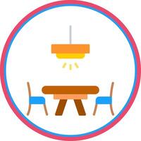 Dinner Table Flat Circle Icon vector