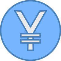 Yen Coin Line Filled Blue Icon vector