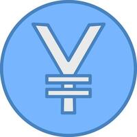 Yen Coin Line Filled Blue Icon vector