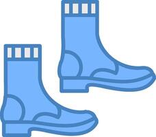 botas línea lleno azul icono vector