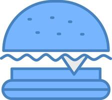 hamburguesa rápido comida línea lleno azul icono vector