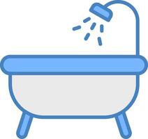 Bathtub Line Filled Blue Icon vector