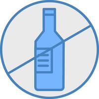 No Alcohol Line Filled Blue Icon vector