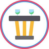Dining Table Flat Circle Icon vector